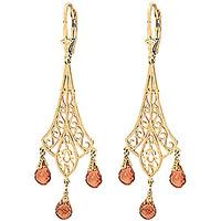 Citrine Trilogy Briolette Drop Earrings 4.2ctw in 9ct Gold