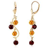 citrine and garnet dream catcher drop earrings 46ctw in 9ct gold