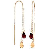 Citrine and Garnet Scintilla Earrings 2.5ctw in 9ct Gold