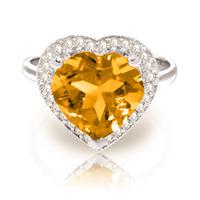 citrine and diamond halo ring 31ct in 9ct white gold