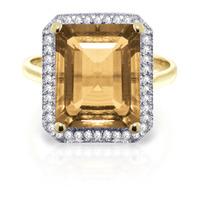 Citrine and Diamond Halo Ring 5.6ct in 9ct Gold