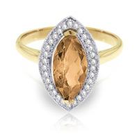 Citrine and Diamond Halo Ring 1.65ct in 9ct Gold