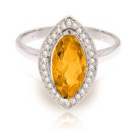 Citrine and Diamond Halo Ring 1.65ct in 9ct White Gold