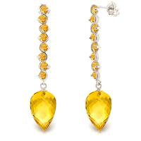 Citrine Briolette Drop Earrings 22.1ctw in 9ct White Gold