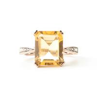 citrine and diamond ring 56ct in 9ct rose gold