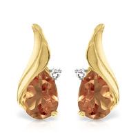 Citrine and Diamond Stud Earrings 3.2ctw in 9ct Gold