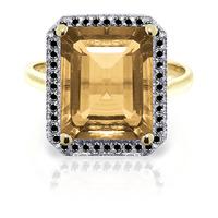 citrine and diamond halo ring 56ct in 9ct gold