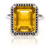 Citrine and Diamond Halo Ring 5.6ct in 9ct White Gold