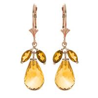 Citrine Drop Earrings 14.4ctw in 9ct Rose Gold