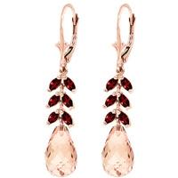 Citrine and Garnet Drop Earrings 11.2ctw in 9ct Rose Gold