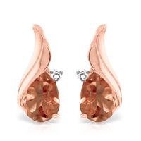 Citrine and Diamond Stud Earrings 3.2ctw in 9ct Rose Gold