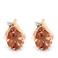 Citrine and Diamond Stud Earrings 3.2ctw in 9ct Rose Gold