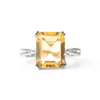 Citrine and Diamond Ring 5.6ct in 9ct White Gold