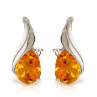 Citrine and Diamond Stud Earrings 3.2ctw in 9ct White Gold