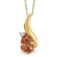 citrine and diamond pendant necklace 15ct in 9ct gold