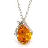 Citrine and Diamond Pendant Necklace 1.6ct in 9ct White Gold