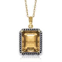 citrine and diamond halo pendant necklace 52ct in 9ct gold