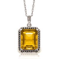 citrine and diamond halo pendant necklace 52ct in 9ct white gold