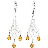 Citrine Trilogy Briolette Drop Earrings 4.2ctw in 9ct White Gold