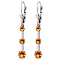 Citrine Bar Drop Earrings 2.5ctw in 9ct White Gold