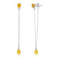 Citrine Monte Carlo Drop Earrings 3.15ctw in 9ct White Gold