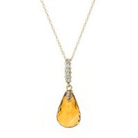 Citrine and Diamond Pendant Necklace 5.0ct in 9ct Gold