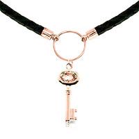 Citrine Key Charm Leather Pendant Necklace 0.5ct in 9ct Rose Gold