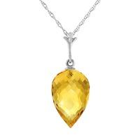 Citrine Briolette Pendant Necklace 9.5ct in 9ct White Gold