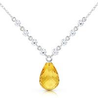 Citrine and Diamond Pendant Necklace 10.5ct in 9ct White Gold