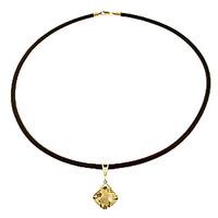 citrine and diamond leather pendant necklace 875ct in 9ct gold