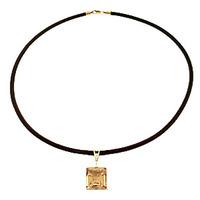 citrine and diamond leather pendant necklace 65ct in 9ct gold