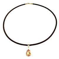 Citrine and Diamond Leather Pendant Necklace 6.0ct in 9ct Gold