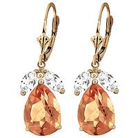 Citrine and White Topaz Drop Earrings 13.0ctw in 9ct Gold