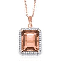 citrine and diamond halo pendant necklace 52ct in 9ct rose gold