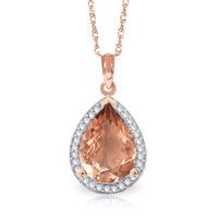 Citrine and Diamond Halo Pendant Necklace 3.5ct in 9ct Rose Gold