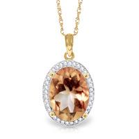 citrine and diamond halo pendant necklace 47ct in 9ct gold