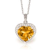 Citrine and Diamond Halo Pendant Necklace 3.1ct in 9ct White Gold