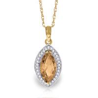 Citrine and Diamond Halo Pendant Necklace 1.65ct in 9ct Gold