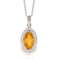 citrine and diamond halo pendant necklace 165ct in 9ct white gold