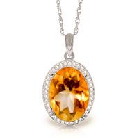 citrine and diamond halo pendant necklace 47ct in 9ct white gold