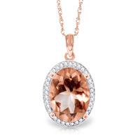 Citrine and Diamond Halo Pendant Necklace 4.7ct in 9ct Rose Gold