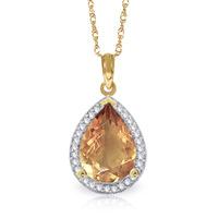 citrine and diamond halo pendant necklace 35ct in 9ct gold