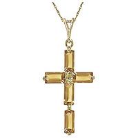 Citrine Cross Pendant Necklace 1.15ctw in 9ct Gold