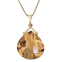 Citrine Elliptical Heart Pendant Necklace 8.5ct in 9ct Gold