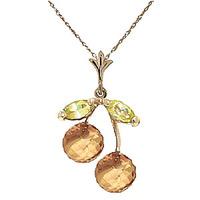 citrine and peridot cherry drop pendant necklace 145ctw in 9ct gold