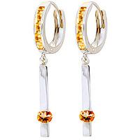 Citrine Bar Drop Earrings 1.35ctw in 9ct White Gold