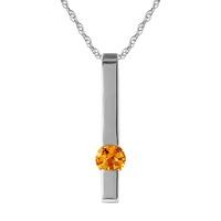 Citrine Bar Drop Pendant Necklace 0.25ct in 9ct White Gold