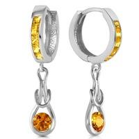 Citrine Loop Knot Huggie Earrings 0.7ctw in 9ct White Gold