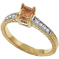 Citrine and Diamond Shoulder Set Ring 0.5ct in 9ct Gold