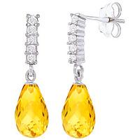 Citrine and Diamond Stem Droplet Earrings 4.5ctw in 9ct White Gold